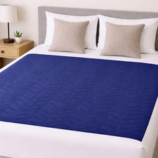 2 x Incontinence Navy Blue Washable Bed Pads With Tucks 85 x 115 cm - Reusable