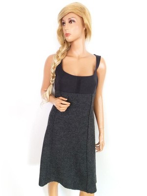 PROMOD Damen A-Linien-Kleid Gr. 40 Grau Ärmellos Knielang U-Ausschnitt