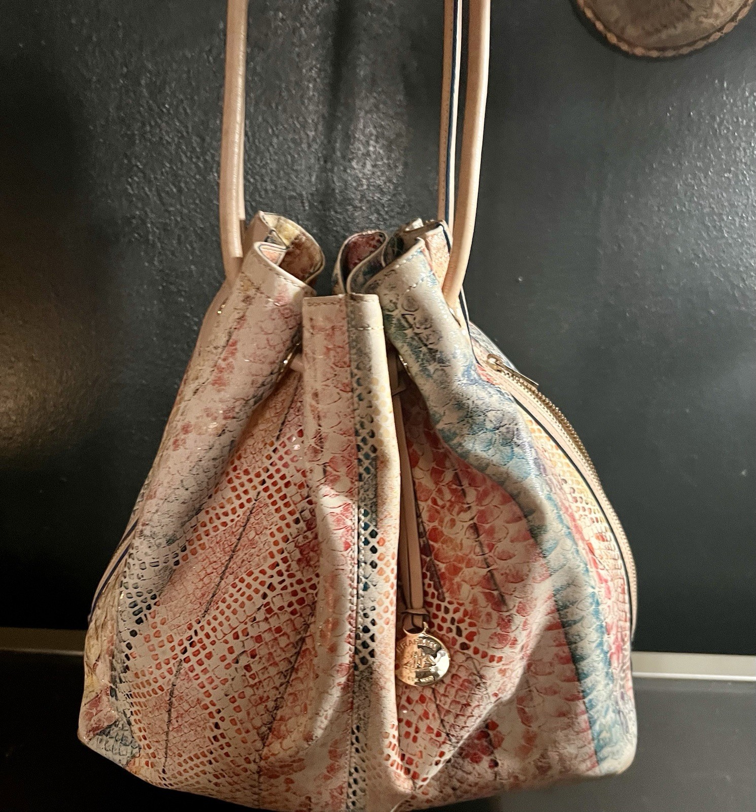 Brahmin Melbourne Multicolor Python Embossed Leat… - image 1