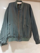 Vintage C & A Medium Silk Bomber Jacket, Pale Olive, Used