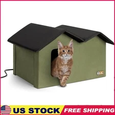 Heated Outdoor Cat House Insulated Weatherproof Cat Shelter Multi-Use Winter