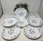 8 VTG Arcoroc Arcopal Veronica Forget Me Not Blue Floral Soup Bowls Milk Glass