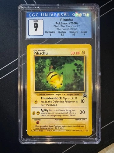 Pokemon Pikachu "Bumblebee" CGC 9 MINT WOTC Black Star Promo 27 Subgrades