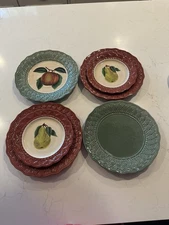 Noble Excellence/4 Vintage/ wicker embossed fruit /11” Dinner Plates