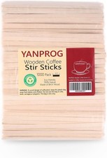 Wooden Coffee Stirrers 5.5" Coffee Stir Sticks 1000 Pcs, Natural Birch Round En