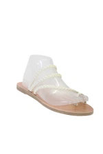 Hebe Athens Womens Braided Persephone T Strap Sandals Off White Leather Size 40