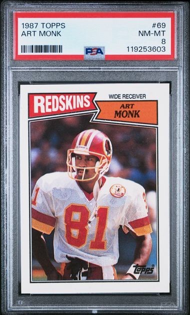 1987 Topps #69 - ART MONK - PSA 8 - NEAR MINT !!