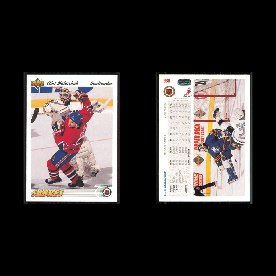 Clint Malarchuk #368 1991 Upper Deck Buffalo Sabres Hockey Card NHL NM - Image 3 of 3