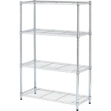 4 Shelf Wire Shelving Unit Adjustable Storage Solution Garage Stainless Steel