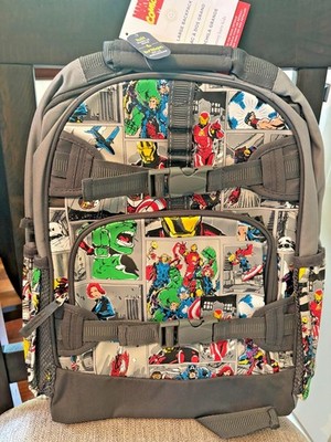 School Pottery barn Large backpack Marvel Avengers Comic travel bag Hulk Thor .