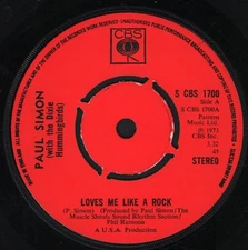 Paul Simon Loves Me Like A Rock 7" vinyl UK Cbs 1973 four prong label design