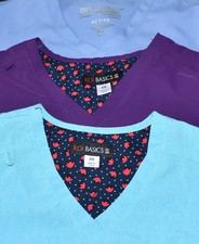Lot Of (3) Koi Basic & Barco Women's V-Neck Short Sleeves Medical Scrubs Tops XS