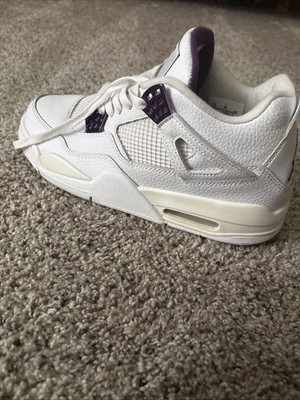 Air Jordan 4 Size 9.5 White/Metallic Purple