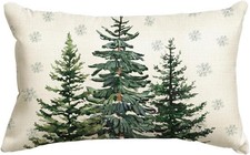 AVOIN colorlife Christmas Trees Snowflake Throw Pillow Cover, 12 x 20 Inch Winte