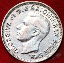 1950 Australia 3 Pence Silver Foreign Coin
