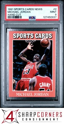 1991 ALLAN KAYE'S SPORTS CARDS NEWS MAGAZINE HAND CUT #2 MICHAEL JORDAN PSA 9