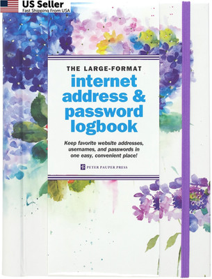 Hydrangeas Large-format Internet Address & Password Logbook (removable gold 