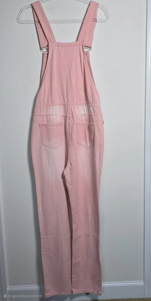 Mono Misslook Rosa M Denim Babero Envejecido Arte Hippie Pintado Floral Boho Foto 2 de 4