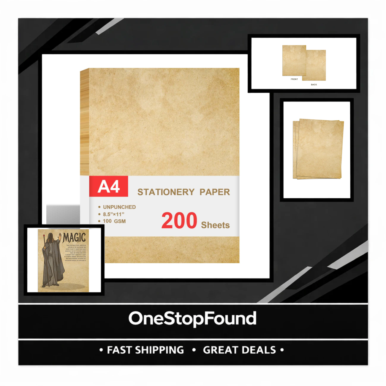 Vintage Antique Letterhead Paper, 200 Sheets Double-Sided, 8.5