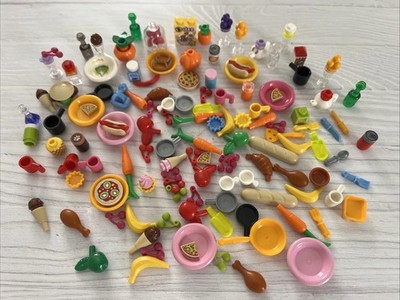 LEGO LOT 123 PCS (H) MINI-FIGURE FOOD DISHES UTENSIL PLATE FRUIT BREAD VARIETY