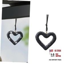 Bling Heart Car Hanging Accessories - Diamond Vehicle Rear View Mirror - Black