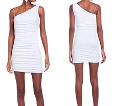 ALICE + OLIVIA Binnie one-shoulder ruched stretch-jersey mini dress Size 6 White