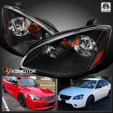 Fits 2002-2004 Altima Black Headlights Repalcement Head Lamp Left+Right 02 03 04