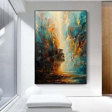 Hand Painted Oil Painting On Canvas 3D Abstract City Colorful Modern Green