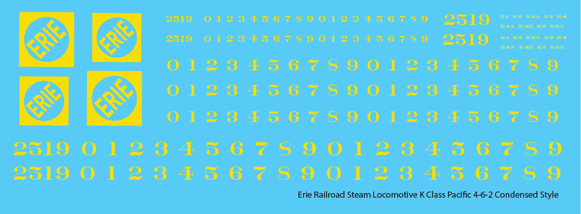 N Scale - Erie Railroad Steam Locomotive K Class Yellow Condensed Logo