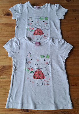 2 x Mädchen-T-Shirt für Zwillinge  weiß mit Aufdruck - Gr. 68 - dopodopo newborn