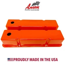 Small Block Chevy Tall Orange Valve Covers - Made in the USA by Ansen USA