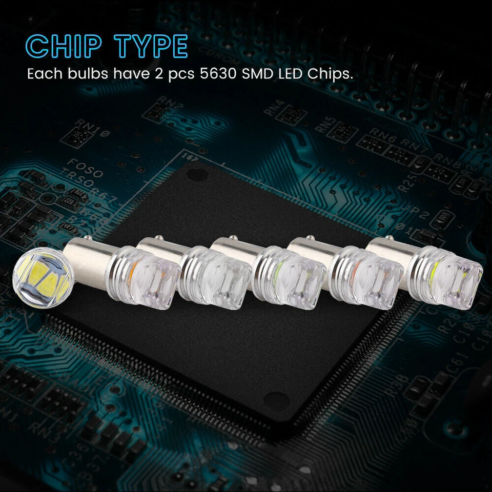 10/100Pcs 6V 6.3V DC T11 BA9S T4W 3886X 363 H6W 2SMD 5630 LED Pinball Light Bulb - Image 4 of 4