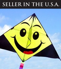 48" Smile Face Kite Outside Game Sport Free Line Gift k12