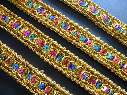 8/2 M elegante finitura bordo pizzo oro colorato 2 cm cucito matrimonio non elastico MR - Foto 2 di 5