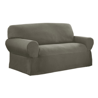 Pixel 1-Piece Stretch Loveseat Slipcover Protect Your Furniture, Olive Green