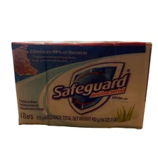 Safeguard Antibacterial Deodorant 4 Pack 4 oz Bar Soap White with Aloe