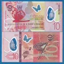 SAINT THOMAS AND PRINCE 10 Dobras P 71 2016 / 2018 UNC Polymer (St. Tome &)