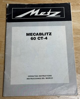 Metz Mecablitz 60 Ct 4 Operating Instructions Owners Manual