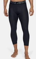 Men's Jock Under Armour 3/4 Spandex Tights Compression Pants Black 2XL