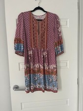 Leona Edmiston Boohoo Print Mini Dress - Size 1 - 5+ items free AU post