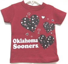 NCAA Oklahoma Sooners Hearts Logo #2 Tee Shirt Style Two Feet Ahead #119