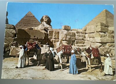 vintage postcard oversized 1985 Egypt Giza Keops pyramid Sphinx