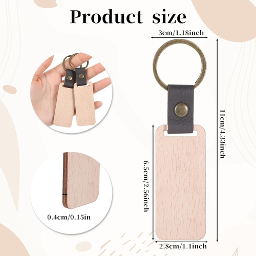 12Pcs Wooden Keychain Blanks, Laser Engraving Blanks Wooden Ornaments, Key Chain - Picture 5 of 8