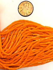 Vintage Czech Bugle Beads 3 Hanks 6oz Sz 2 Orange Opaque over 3800 beads