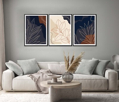 Leaf Vector Abstract Set of 3 Poster Wall Art Prints Unframed QUALITY