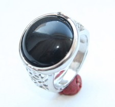 Silver Tone Ring With Black Onyx