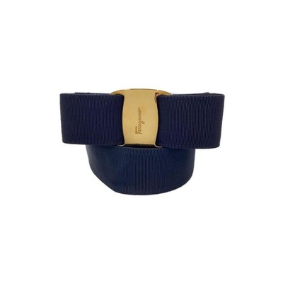 Salvatore Ferragamo Vara/Vala Libon Buckle/Gold Bracket/Belt/Nylon/Nvy/Ladies/La