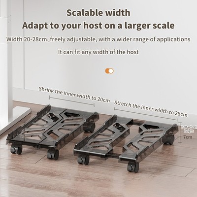 Home Office Adjustable Mobile CPU Stand Ventilated Under Desk CPU Case Bracket^