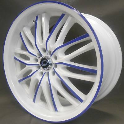 4 ~ 18x8 White Diamond 3108 White and Blue Custom Wheels