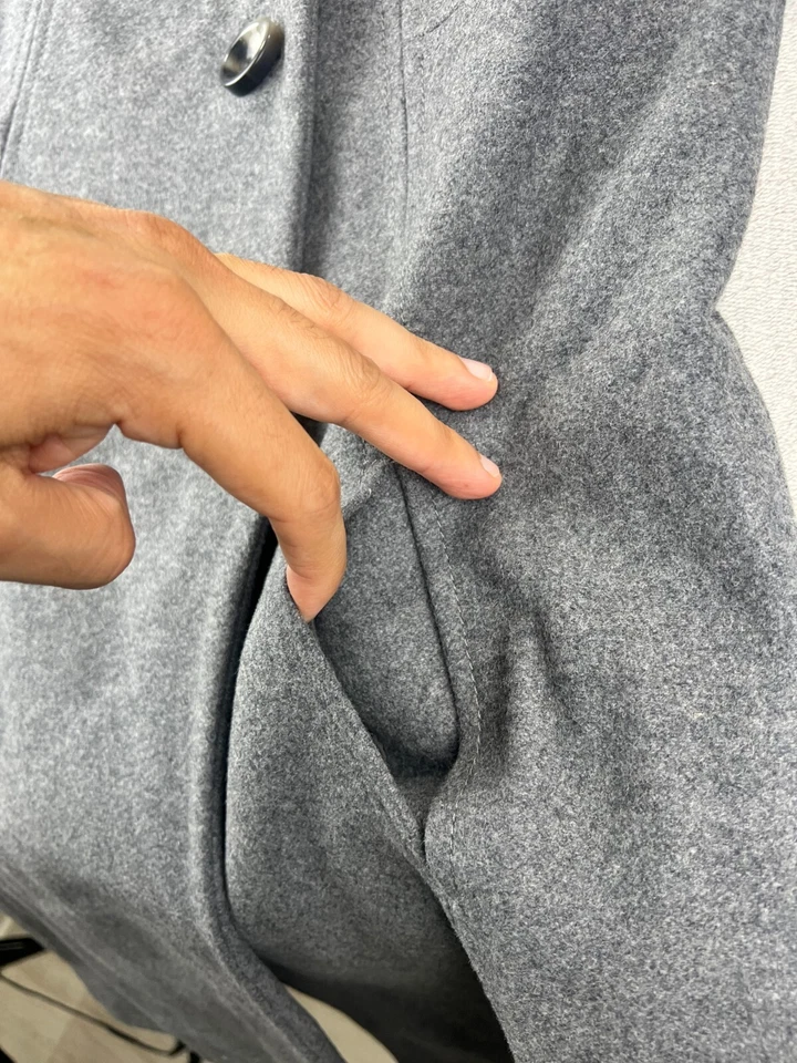 Stile Benetton женщин серый шерсти смесь Peacoat Куртка Пальто карманы размер 42 - Изображение 4 из 4